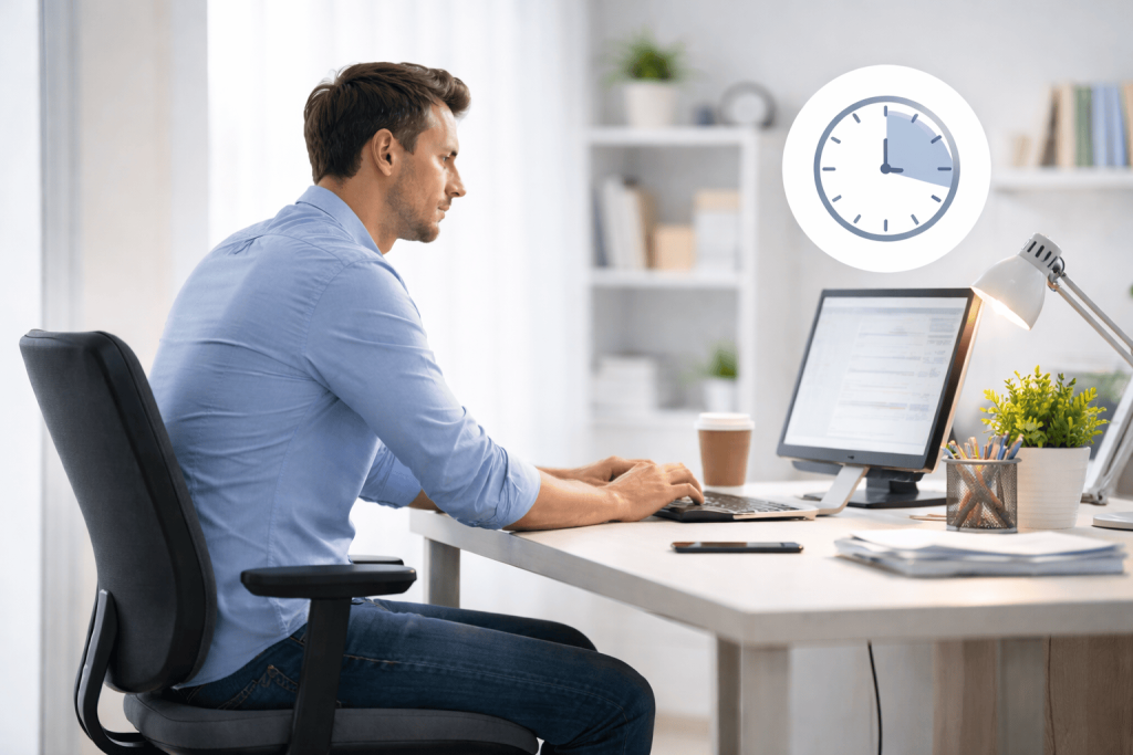 man sitting at desk for long period of time