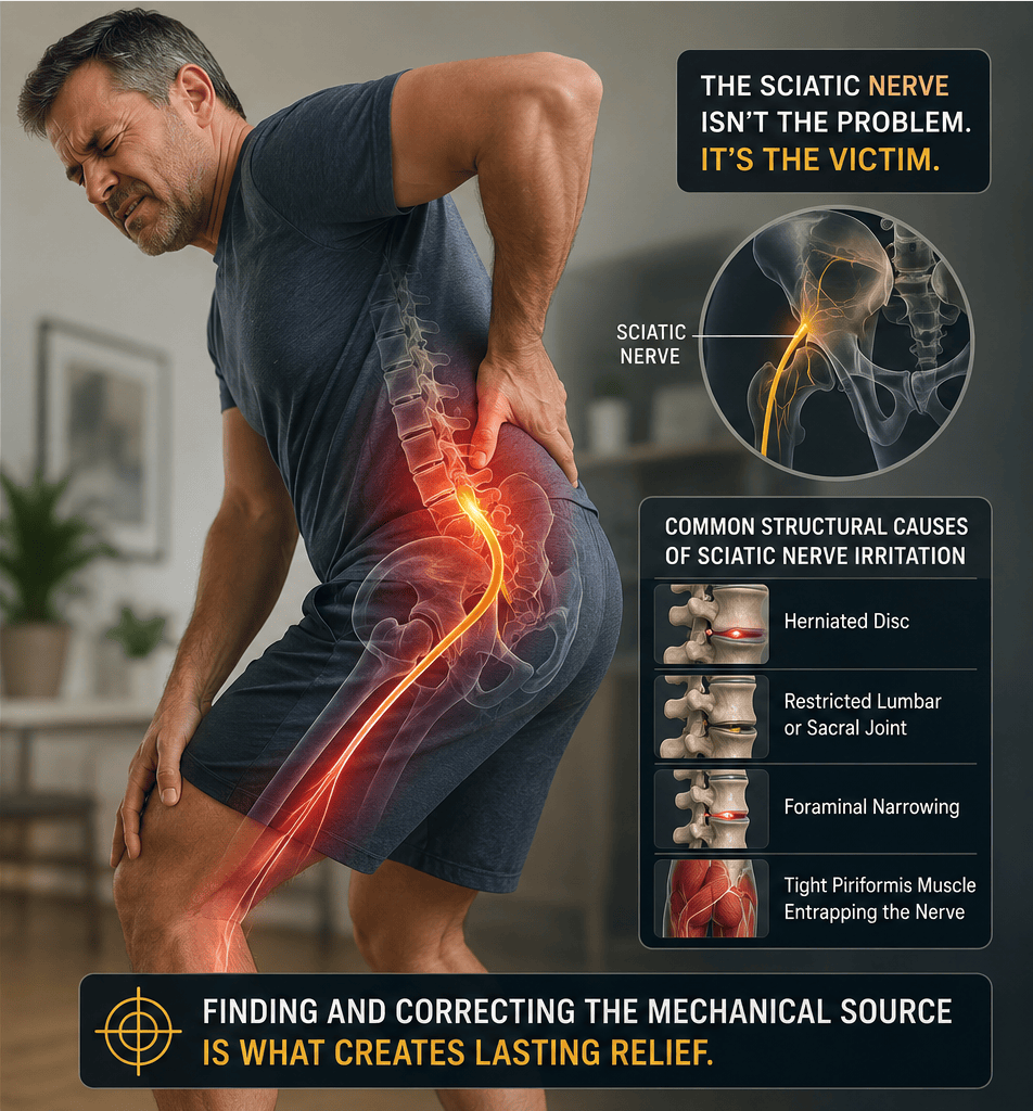 Dr. Benjamin Ryan evaluating a patient for sciatica in Georgetown MA
