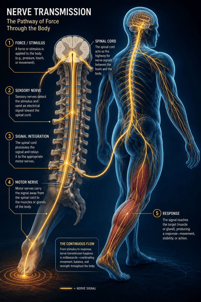 Understanding How Nerve Signals Travel Through the Spine Illustration of Nerve Transmission at Ryan Chiropratic Wellness